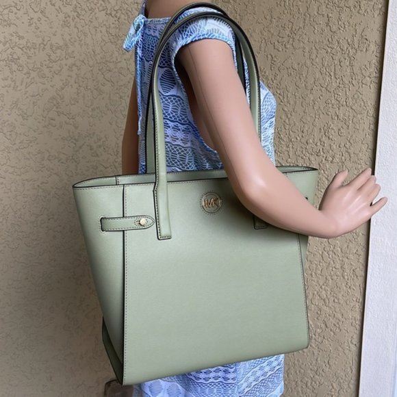 Michael Kors Carmen Large Leather NS Tote Light Sage Multi - Picture 16 of 16